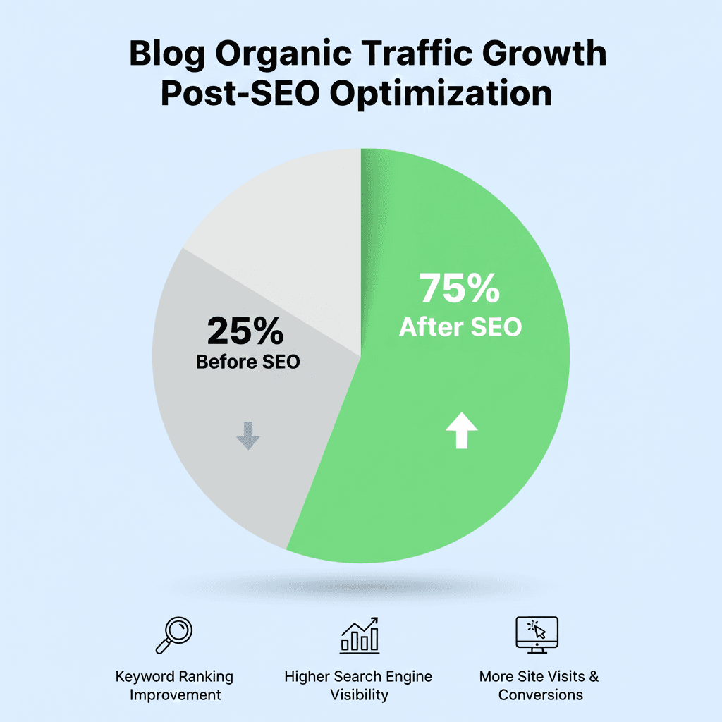 Grafico a torta che mostra la crescita del traffico organico blog dopo l'ottimizzazione SEO