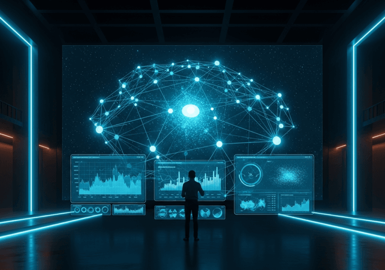 Rappresentazione astratta dell’algoritmo di Google con grafici e nodi collegati