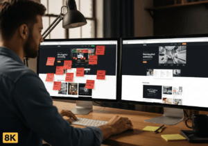 Due schermi che confrontano una pagina web disordinata e una versione pulita migliorata