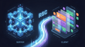 React server components vs client components: diagramma isometrico che mostra la differenza di architettura in Next.js 15