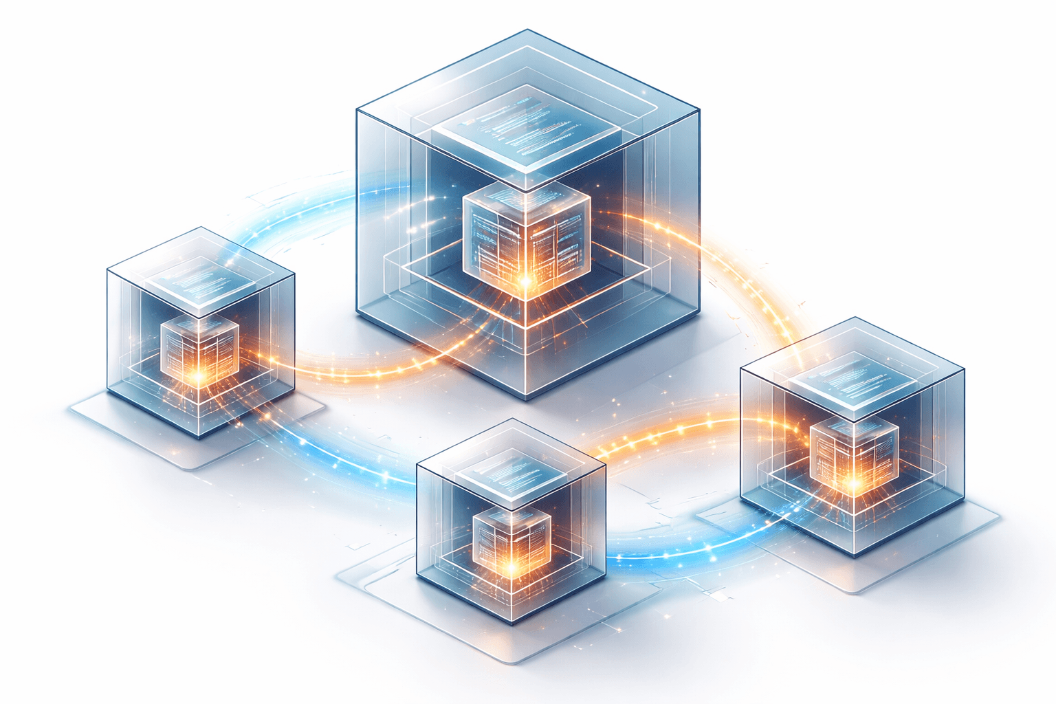 Illustrazione astratta che rappresenta i diversi livelli di Scope in JavaScript (Global, Function, Block)