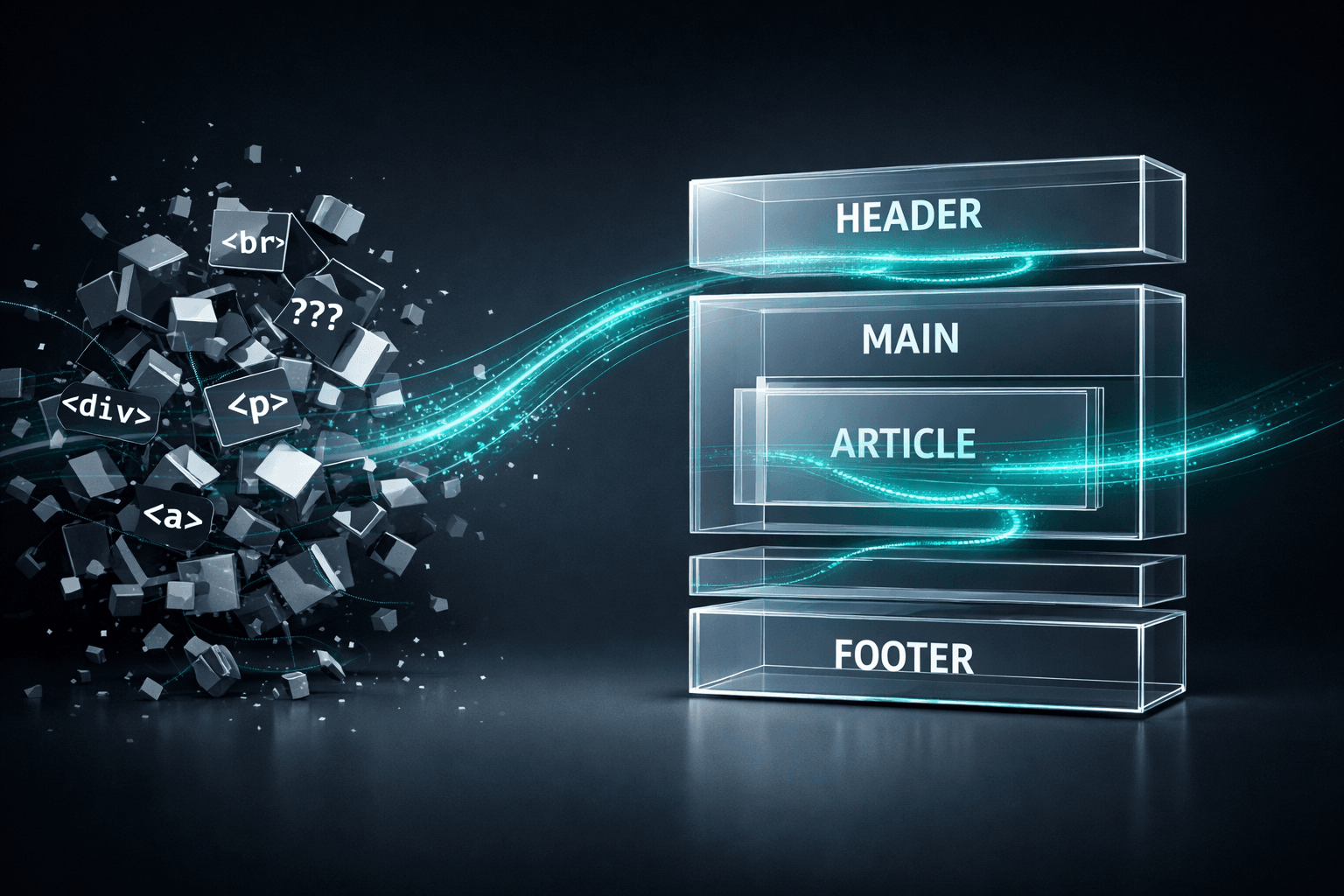 Struttura HTML5 semantica che evidenzia l’impatto sulla performance web