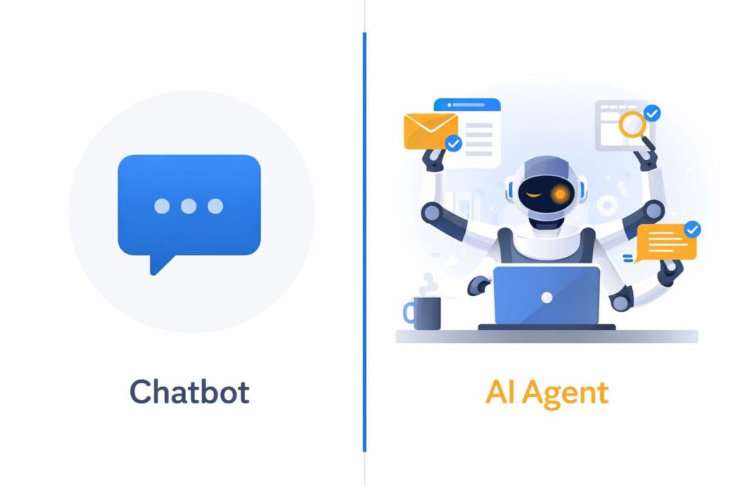 Infografica che confronta un chatbot tradizionale con un agente AI autonomo come OpenClaw